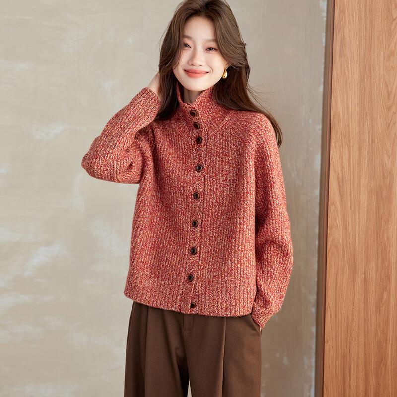 Srcr Women's 100% Wool Thick Knit Cardigan
