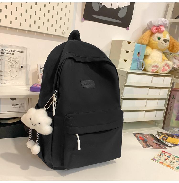 Schoolbag Japanese simple backpack large capacity high sense casual backpack male multi-function solid color female college student schoolbag tide