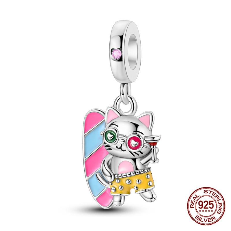 100% 925 silver Animal Series Bulldog Zebra Squirrel Charms Fit Original 925 Bracelet DIY Jewelry Making Women Gift