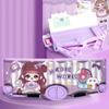 Novelty Pencil Box with Safety Scissors Sharpener Timetable Finger Wrap Tape Clear Ruler Eraser for Children Boy Girl