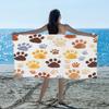 Cute Watercolor Cat Dog Paw Print Beach Towel, Pets Oversized Quick Dry, Sand Free Lightweight Travel Pool Blanket Mat
