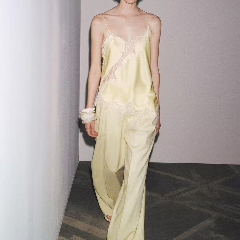 Za Autumn New Arrivals Women's Clothing Zr European and American Style Fashionable Sexy Lace Decorated Lingerie-Style Top 5919105