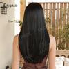 Women's Cross-Border Wigs: Long Straight Hair with Bangs, High-Temp Synthetic, Full Coverage, Available in Black, Red-Brown, Orange, and Pink.