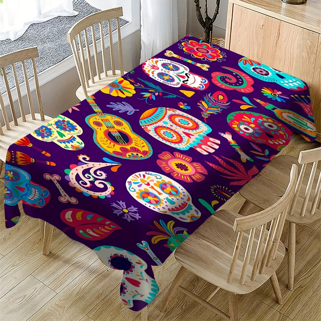 - 1pc A humorous theme-style print for the Day of the Dead festival in Mexico, featuring a purple background.zyc