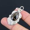 Natural Moroccan Mud Crack Fossil Gemstone Pendant Brown 925 Sterling Silver