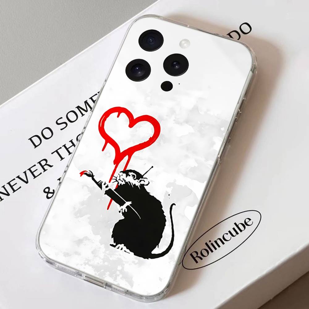 Graffiti Artist B-Banksy-S Phone Case Soft Transparent Case For IPhone 17 16 15 14 13 12 11 Pro Max Mini Plus Shockproof Cover C