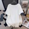 Women's Plus Size Loose Mid-Length Belly Covering Short-Sleeved Round Neck T-Shirt (Sizes 200/300/350 jin)