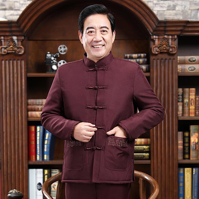 New Middle-aged and Elderly Printed Tang Clothing, Piled and Thickened Retro Ethnic Style Tang Clothing