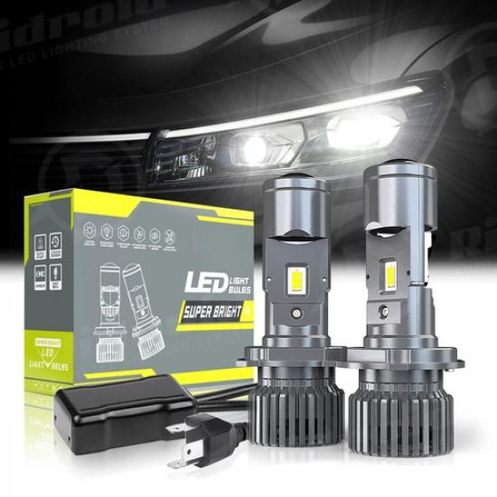 H4/9003 LED Headlight Super Bright Bulbs Kit White 6500K High/Low Beam Projector