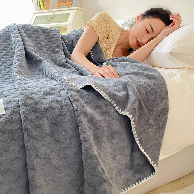 2024 New Class A Soft Waxy Stroking Cats Blanket Four Seasons Air Conditioning Blanket Waffle Double Layer Composite Blanket
