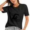 Swimmer Gamer Ladies Cotton T Shirt, Premium Cotton Print, Durable, Casual Fashion. Swimmer By Day Gamer By Night Graphic Tee. Cotton Soft And Breatha