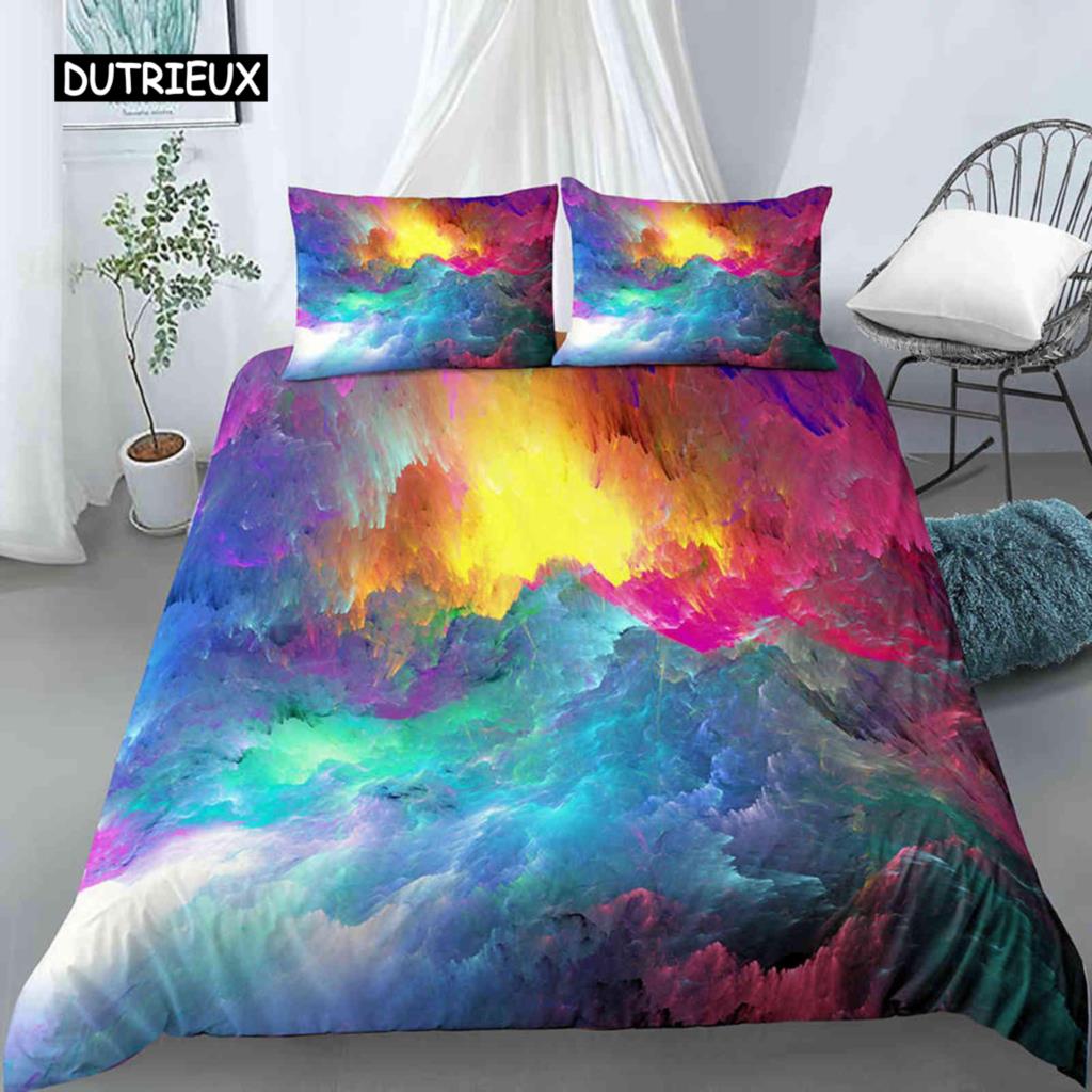 Cloud Duvet Cover Set Microfiber Universe Outer Space Sea of Cloud Mystic Bedding Set Abstract Pattern King Twin Comforter Cover