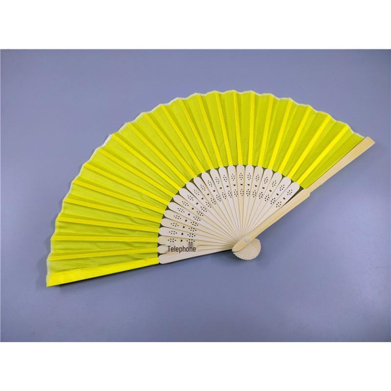 Beige Bamboo and Silk Multi-Color Cloth Fan for Weddings and Gifts