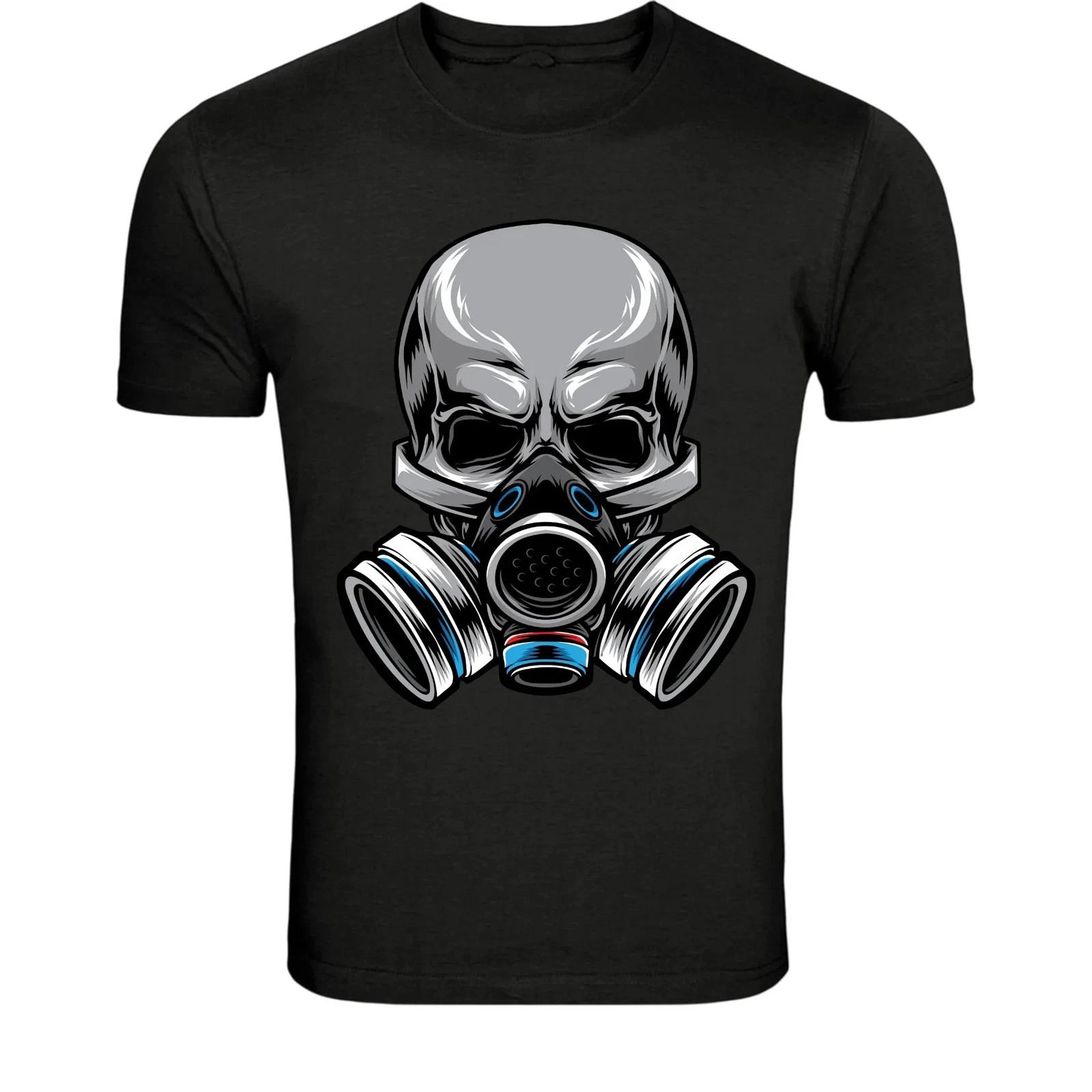 Skull Gas Mask T-Shirt - Dark Apocalypse Skeleton Graphic Tee 2XL