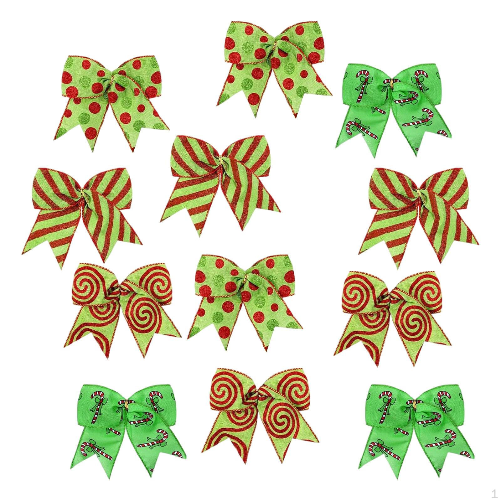 

Christmas Bows Decoration Ornaments Wreaths Bow for Tree Gift Wrapping 12pcs