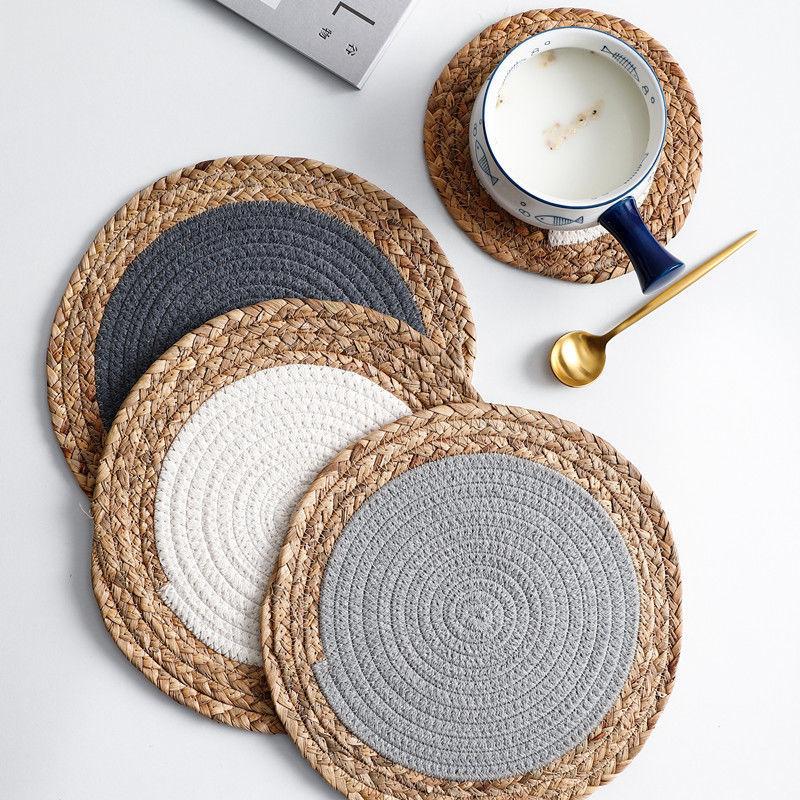 Japanese style table mat hand woven heat insulation mat household Western food mat hot pot mat tea cup mat dish mat bowl mat