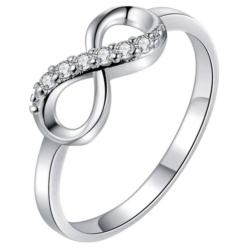 Fashion Hiphop Party Wedding Gift Creative Crystal Twist Infinity Wedding Rings For Woman Statement Jewelry Gift