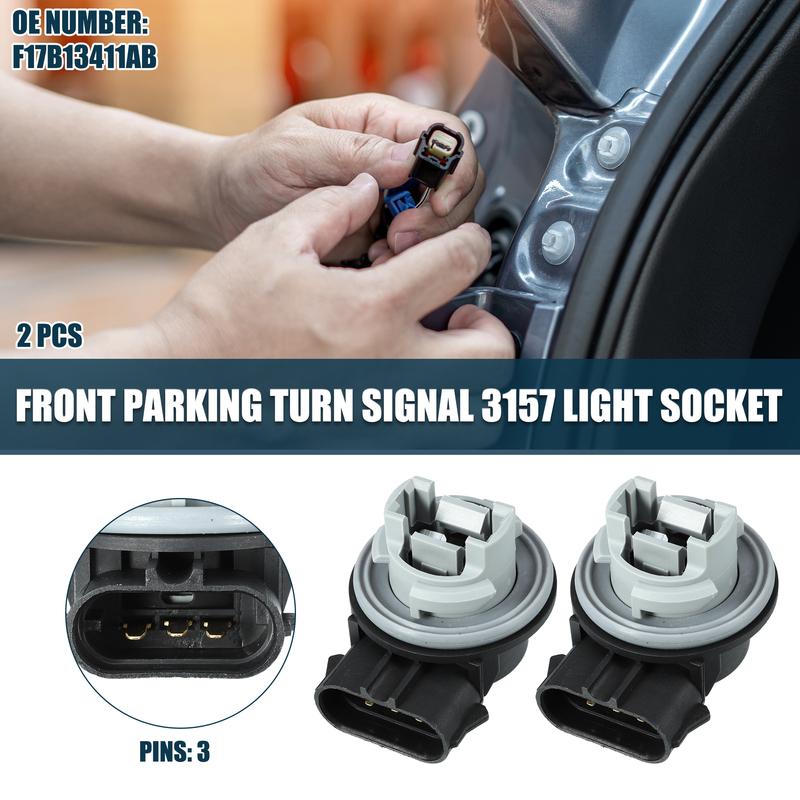 X Autohaux Front Parking Turn Signal 3157 Light Socket for Ford for Mustang 3 P Stable No.F17B13411AB | Brake Lamp Adapter