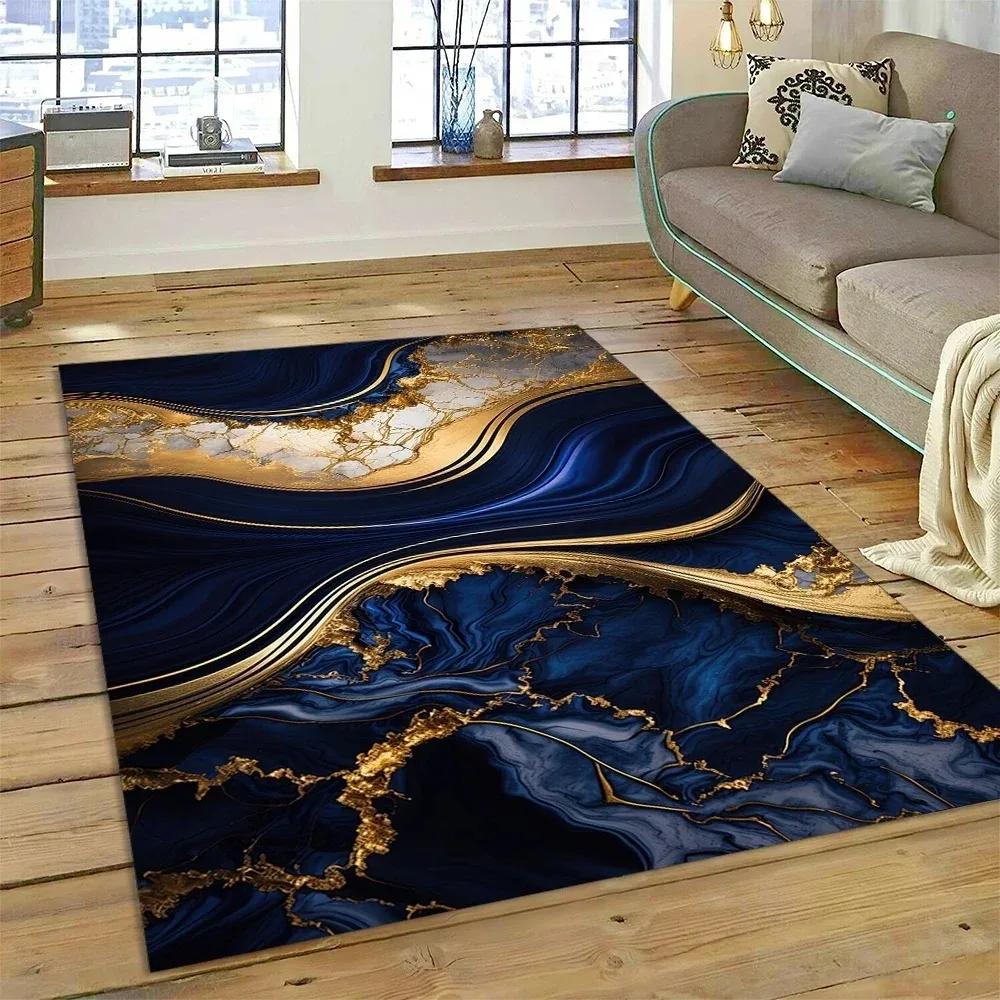 Luxurious Abstract Marble Carpet for Living Room Sofa Home Decoration Large Rugs Non-slip Bedroom Bedside Coffee Table Floor Mat