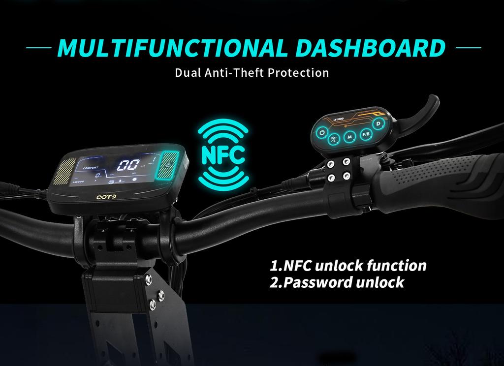 OOTD T30 E-koloběžka 3200W Dvojitý motor 60V 31,2Ah Hydraulická brzda Elektrická koloběžka 13" Terénní pneumatika Hydraulické odpružení EScooters