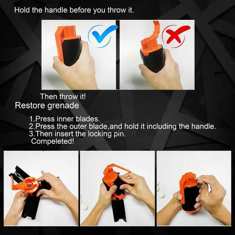 Tactical Grenade Toy for Gel Ball CS Games Outdoor Fun Grenade Toy with Waterball Durable Plastic Ejection Model with Pull Ring