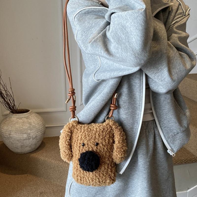 Cute Plush Puppy Crossbody Bags Soft Kawaii Pup Plushie Shoulder Bags Couple Gifts Versatile Fashion Bags for Women Child Gifts