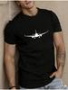 2026 Summer Unisexs Trendy New Airplane Silhouette Print Tshirt Fashionable 100 Cotton Casual And Versatile Shortsleeve