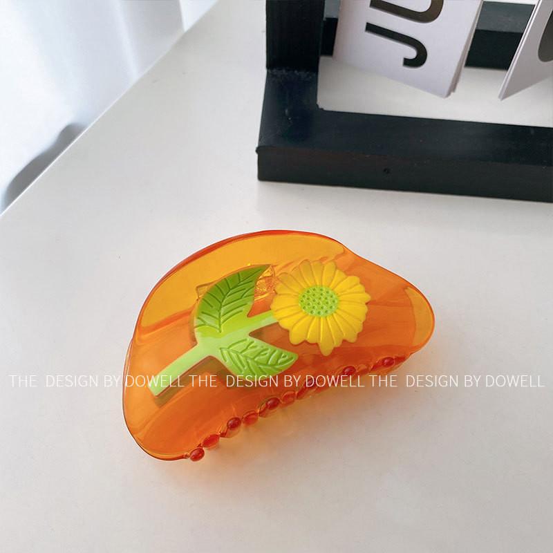 

Elegant Floral Patterned Acetate Hair Claw Clip For Women Perfect For Spring Styles Sunflower Clear Yellow 8.5cm