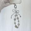 Creative Starry Sky Beaded Phone Charm with Bow and Flower Accents - Anti-Lost Pendant Keychain Lanyard