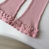 Girls' Casual Knit Flare Pants with Lace Trim