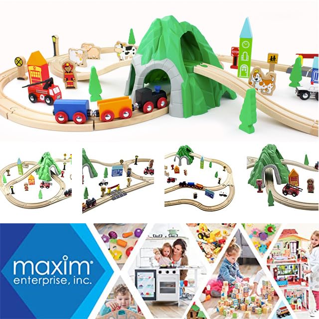 Wooden Rail Tunnel Assorted 50 Maxim Train Educational Course Layout Included Set, Pieces, Toy, Toy,