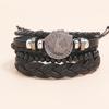 Jewelry Vintage Braided Black Leather Bracelet DIY Set Playing Card Pattern Men's Bracelet Accessories