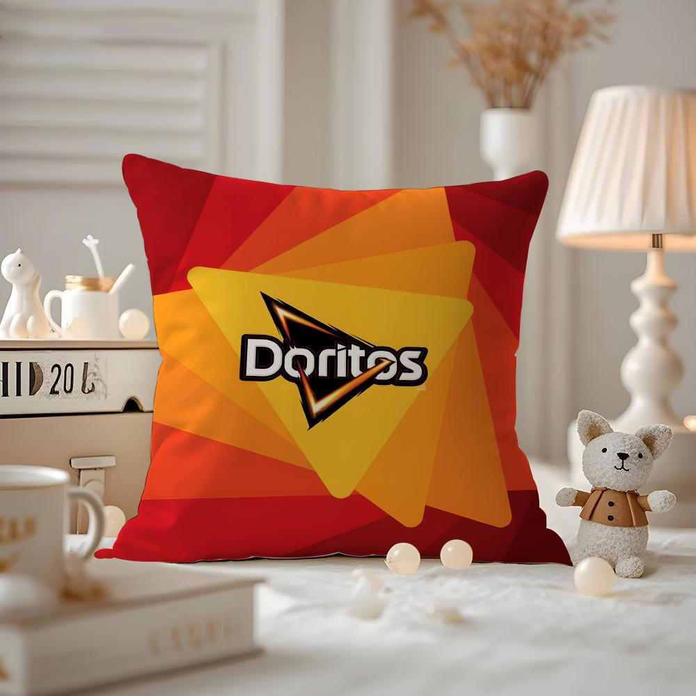 Funda de Cojín Divertida D-Doritos Chips Funda de Almohada Anti-ácaros Cremallera invisible felpa corta sedosa Funda de Cojín para Sofá