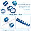 14 Stück 7 Größen Unisex Edelstahl Rillen Fingerring Sets, Breite Bandringe, Blau, Innendurchmesser: 16~22,1mm, Schlitz: 4mm, 2 Stück/Größe
