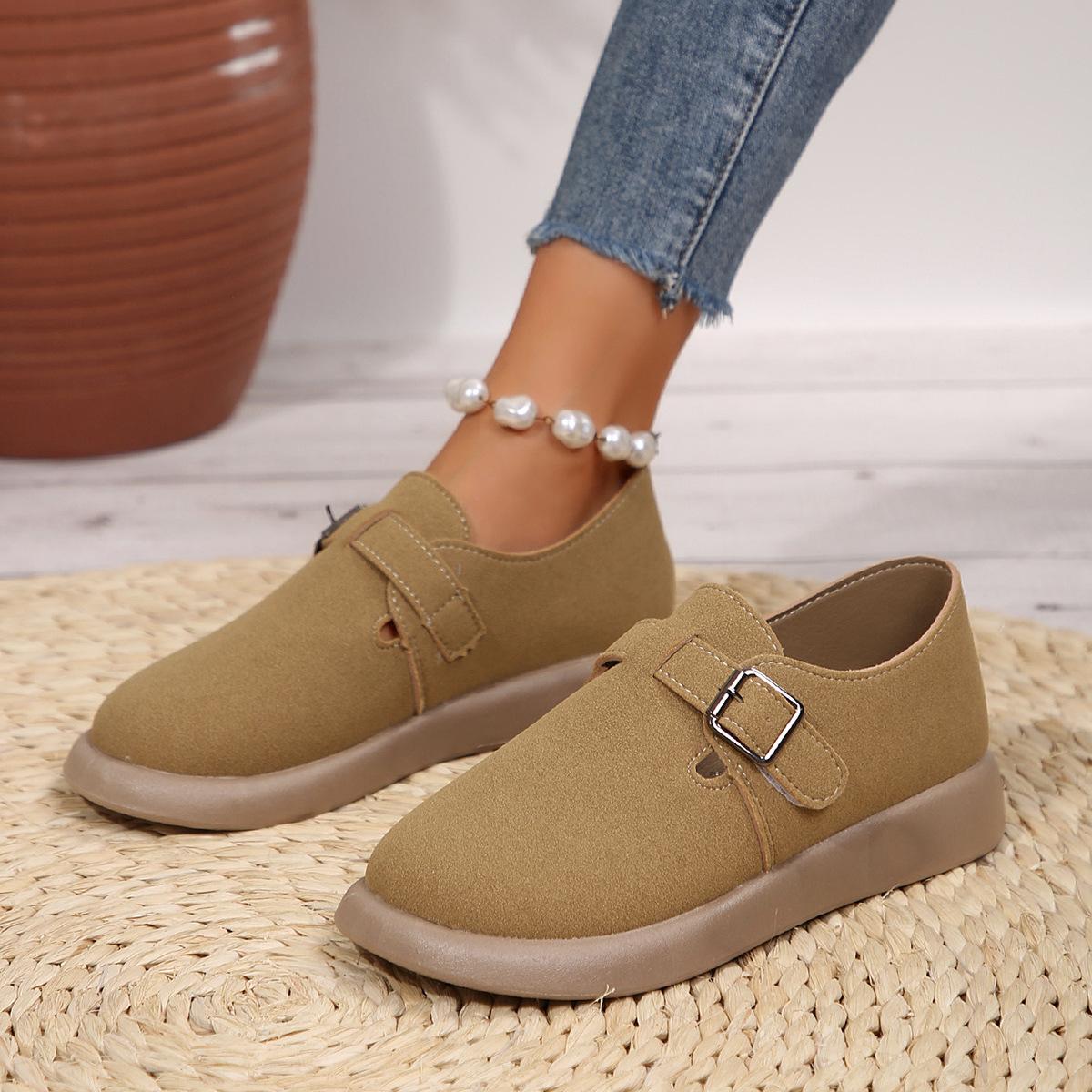 

Ретро 2024 Новые мягкие подошвы удобные плоские ленивые туфли без застежек 42 хаки