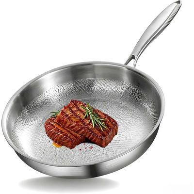 10”/11”/12” Dreischichtige Edelstahl-Bratpfanne 3-lagige Küchenkochpfannen Schnelles Aufheizen Kochpfanne mit ergonomischen Griffen