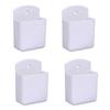 Pack of 4 White Remote Holders Remote Control Holder Wall Mount Media Storage Box for Home Office Bedroom Parlor Self Adhesive Atorage Box