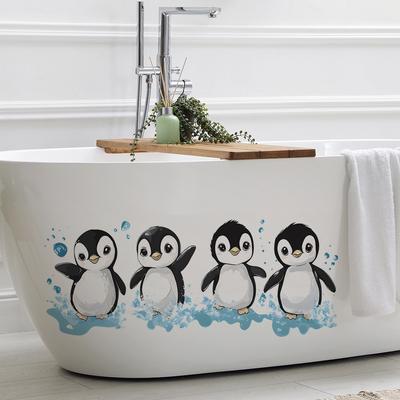 Cartoon Pinguin Badezimmer Badezimmer Home Hintergrund Verschönerung Dekoration Wandaufkleber