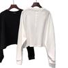 Women's Stylish Long Sleeve Cartoon Cat Cotton T-Shirt - Casual Loose Fit