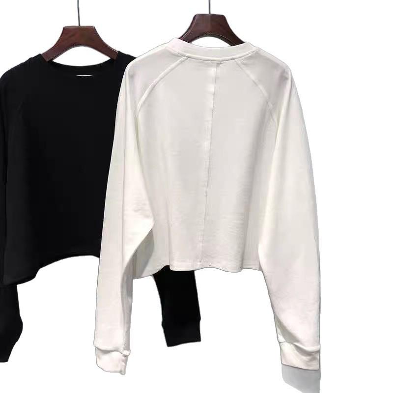 Women's Stylish Long Sleeve Cartoon Cat Cotton T-Shirt - Casual Loose Fit