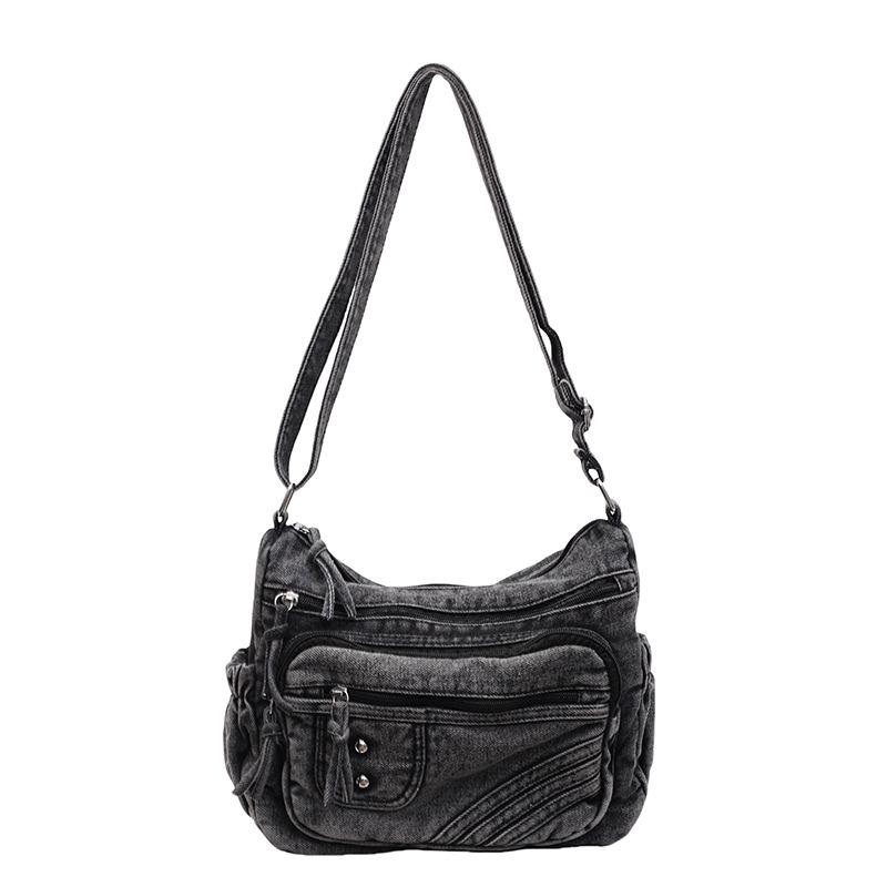 

Винтажная джинсовая сумка через плечо с несколькими карманами, женская сумка через плечо чёрный