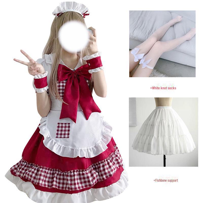 2023 Christmas & New Year Red Riding Hood Cosplay Maid Skirt - Lolita Dress Gift