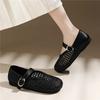 Breathable Mesh Small Single Shoes Women's Summer New One-word Buckle with Flat Bottom Comfortable Shallow Mouth Round Head Women's Shoes Fashionable 