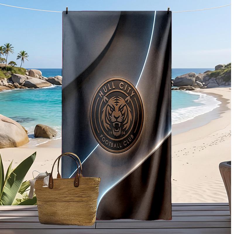 Asciugamano da Spiaggia con Stampa Calcio Hull City, Asciugamano Grande Morbido Asciugatura Rapida per Spiaggia Campeggio Nuoto