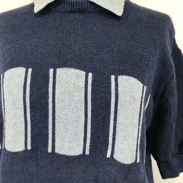 Christian Dior SPORTS Collared Knit Sweater Top Golf/Sport Style/Men's Size M/Navy/(USED)