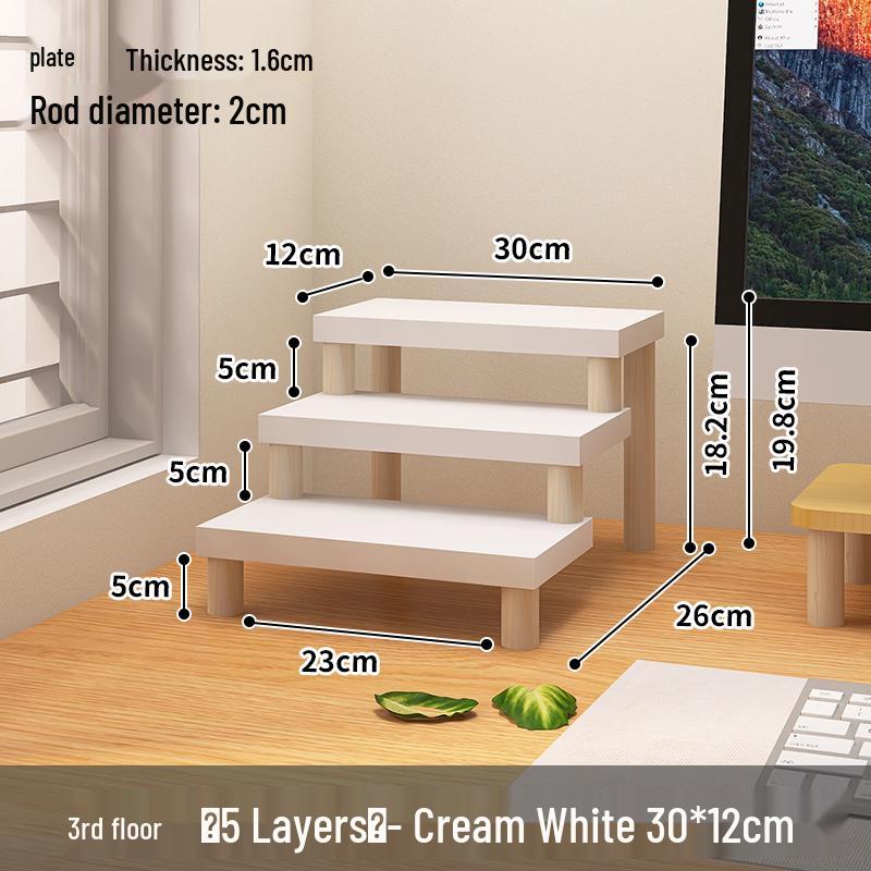 Desktop Ladder-Style Solid Wood Flower Stand for Small Plants and Succulents