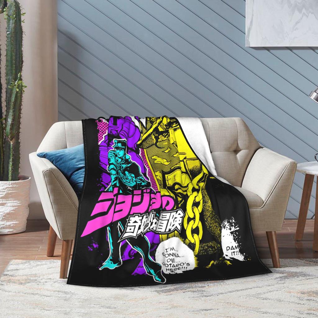 JoJo's Bizarre Adventure Blankets Japanese Anime Wool Throw Blankets Bedding Couch Decoration Thin Bedspread Multi-function