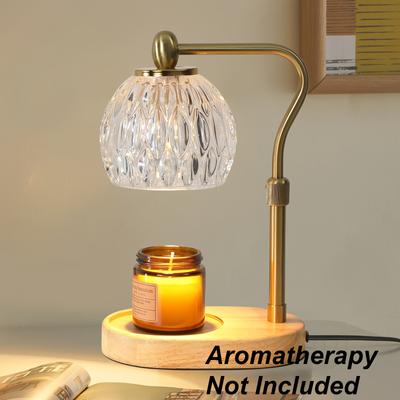 1 Pc Candle Warmer Lamp, Vintage Glass Electric Dimmable Candle Warmer Lamp with Timer and Adjustable Height/Heat, 2-8h Timer