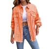 European-American Style Red Ripped Denim Long-Sleeve Jacket (2026)