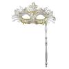 Fancy Dress Party Eyewear Mask Metal Handheld Stick Half Face Venetian Masque Rhinestones Women Mask Prom Ball Masquerade